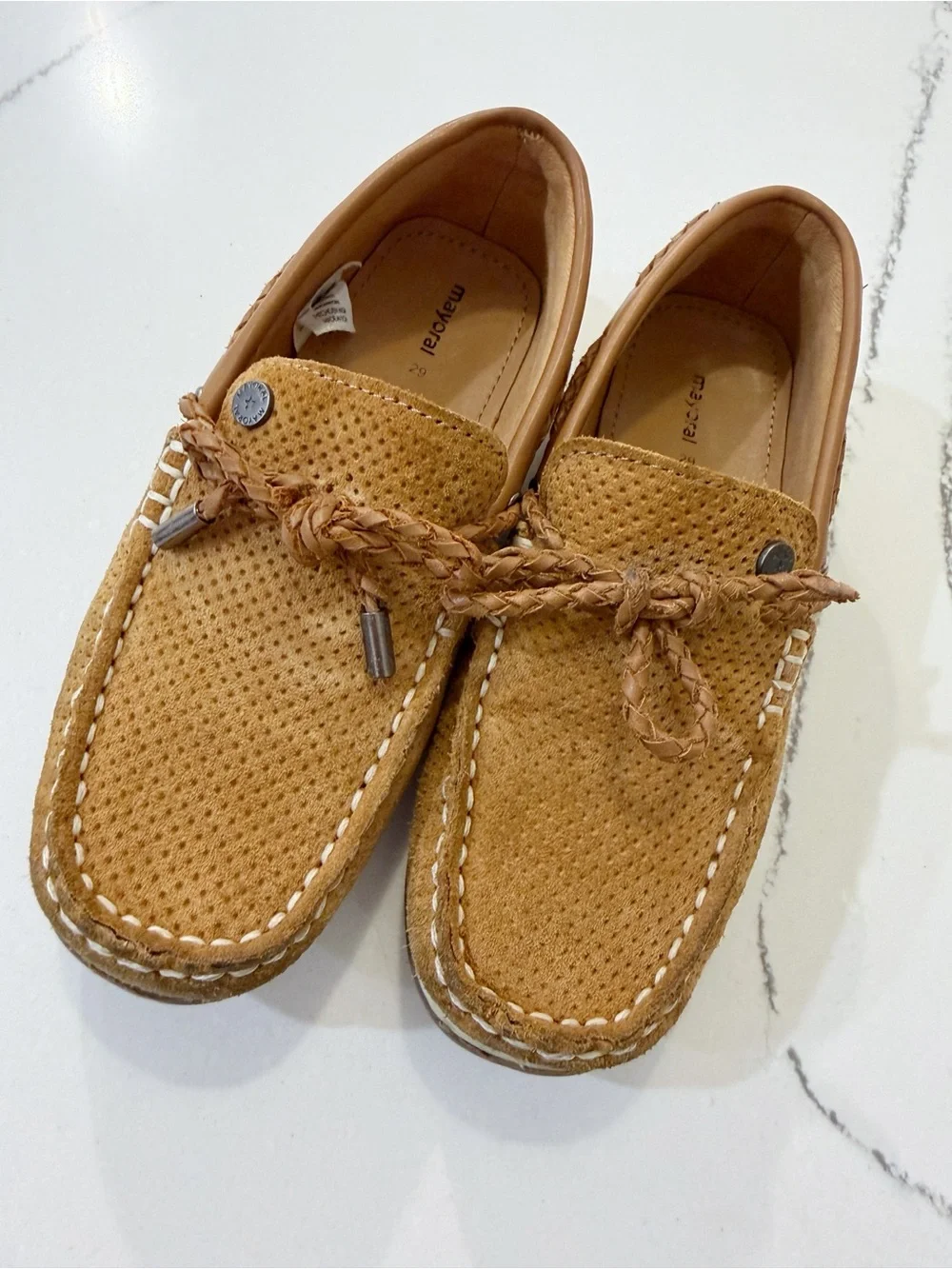Mayoral Tan Suede Tassel Moccasin Kids Dress Shoes 11.5